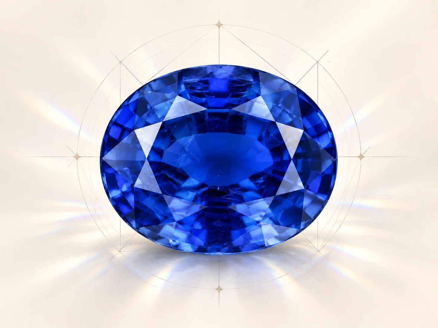 Illustrative sapphire with cutting guide lines